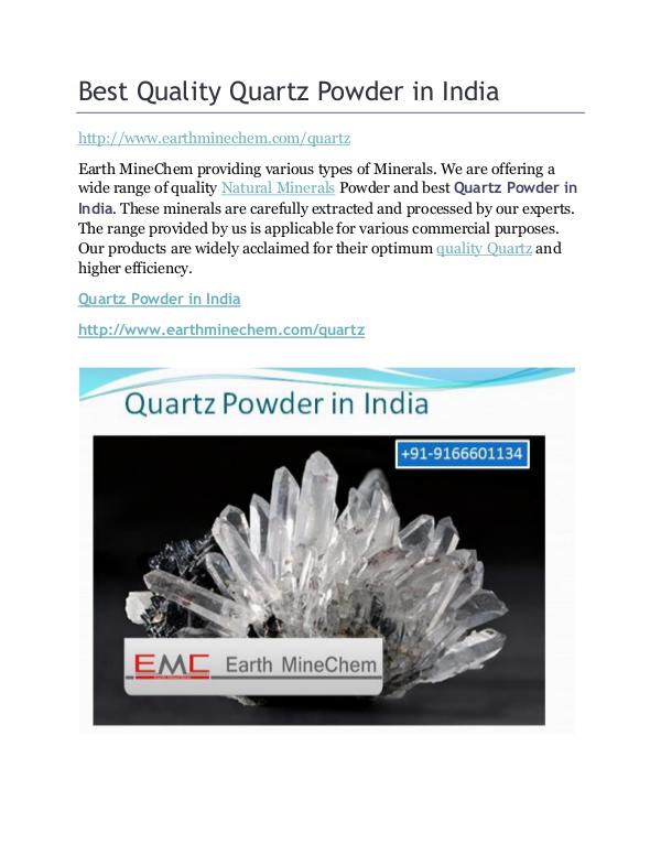 Best Quality Quartz Powder in India