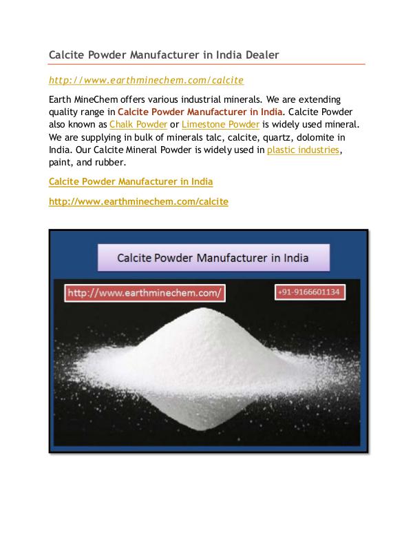 Calcite Powder Manufacturer in India Calcite Powder Manufacturer in India Dealer