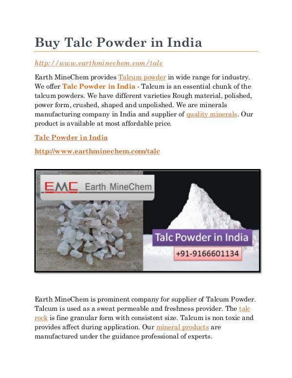 Talc powder in India Buy Talc Powder in India