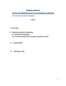 Simulazione di un Piano di Marketing