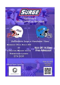 Staffordshire Surge Gameday Magazine vs Manchester Titans, Gameday 8