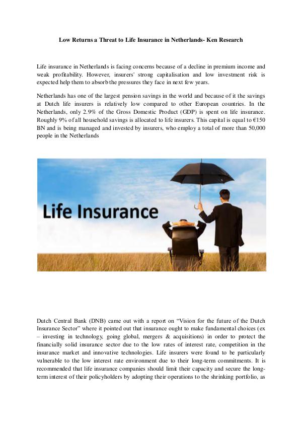 Life insurance sector trends Netherlands,Netherlan