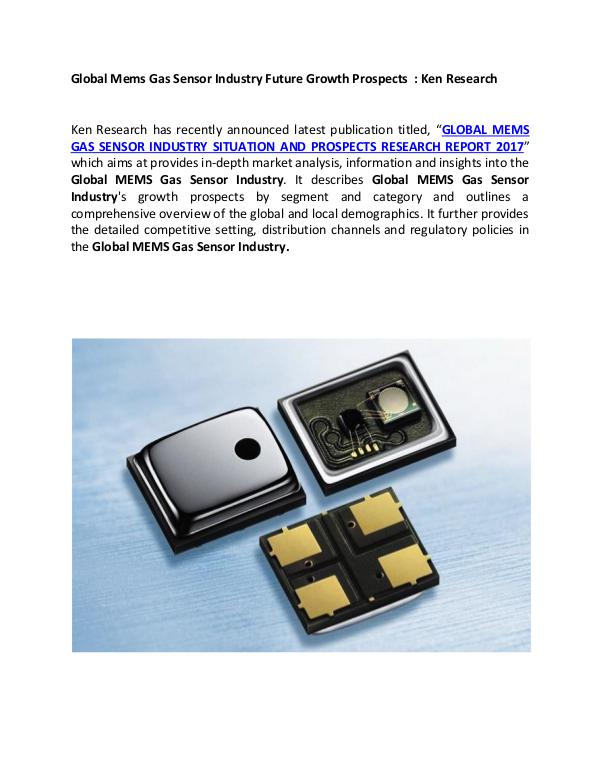 Global MEMS Gas Sensor market research report,Appl