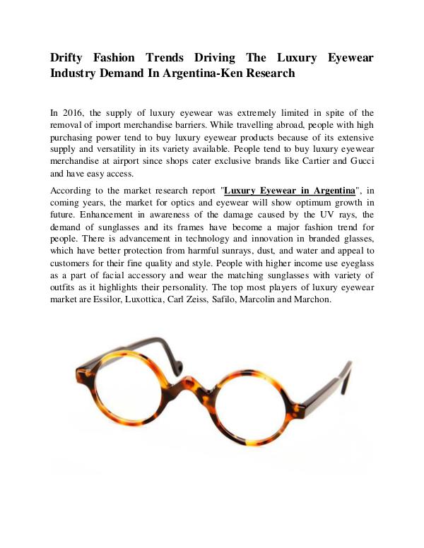 Market Research Report Argentina Luxury Eyewear Market Size,Argentina Lux