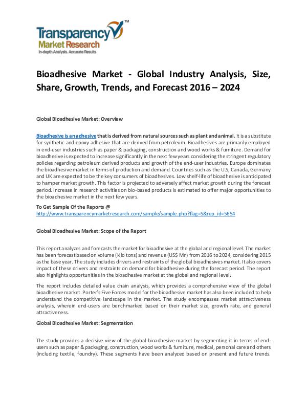 Bioadhesive Market - Global Industry Analysis and Opportunity Assessm Bioadhesive Market