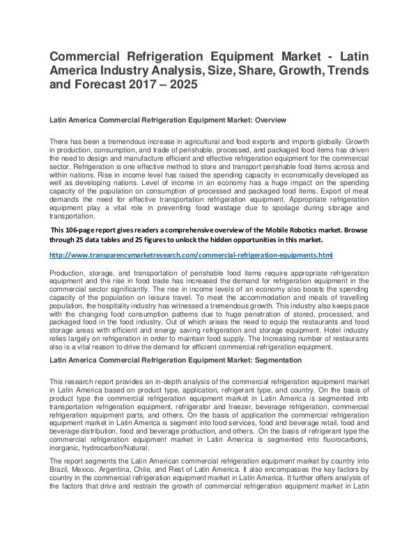 Commercial Refrigeration Equipment Market  2017 Commercial Refrigeration Equipment Market - Latin