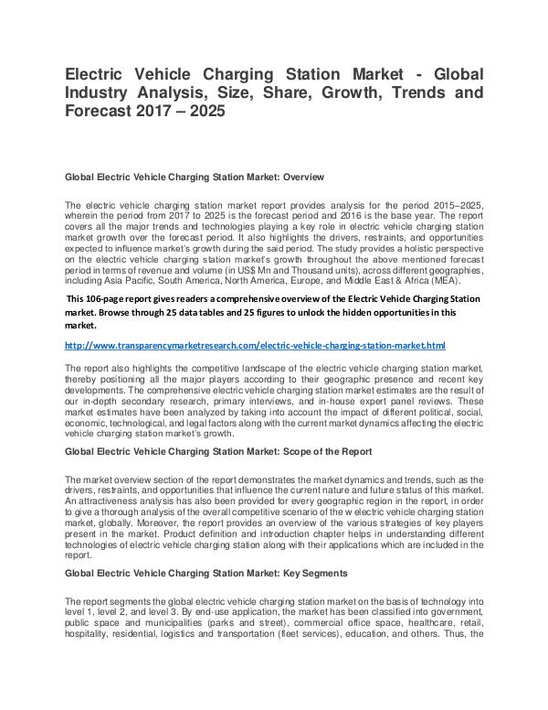 Electric Vehicle Charging Station Market 2017 Electric Vehicle Charging Station Market  - Global