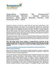 Separation Systems for Commercial Biotechnology Market