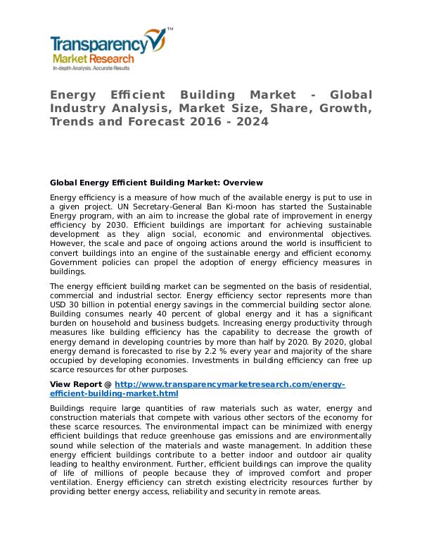 Energy Efficient Building Market 2016 Share and Forecast Energy Efficient Building Market - Global Industry