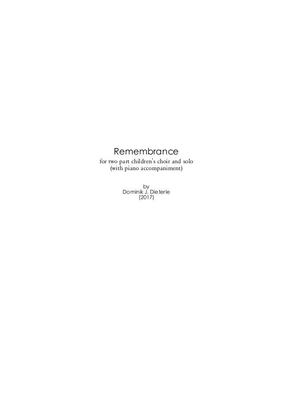 Scores by Dominik J. Dieterle Dominik J. Dieterle - Remembrance