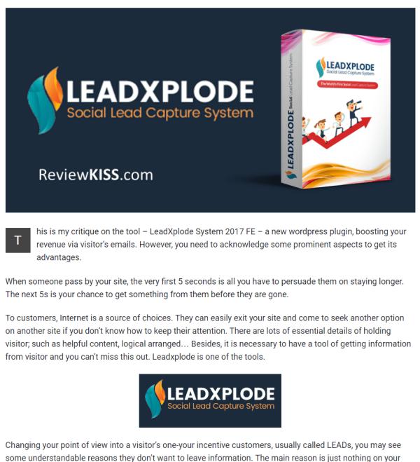 LeadXplode Review from ReviewKISS.com Leadxplode Review from ReviewKISS.com