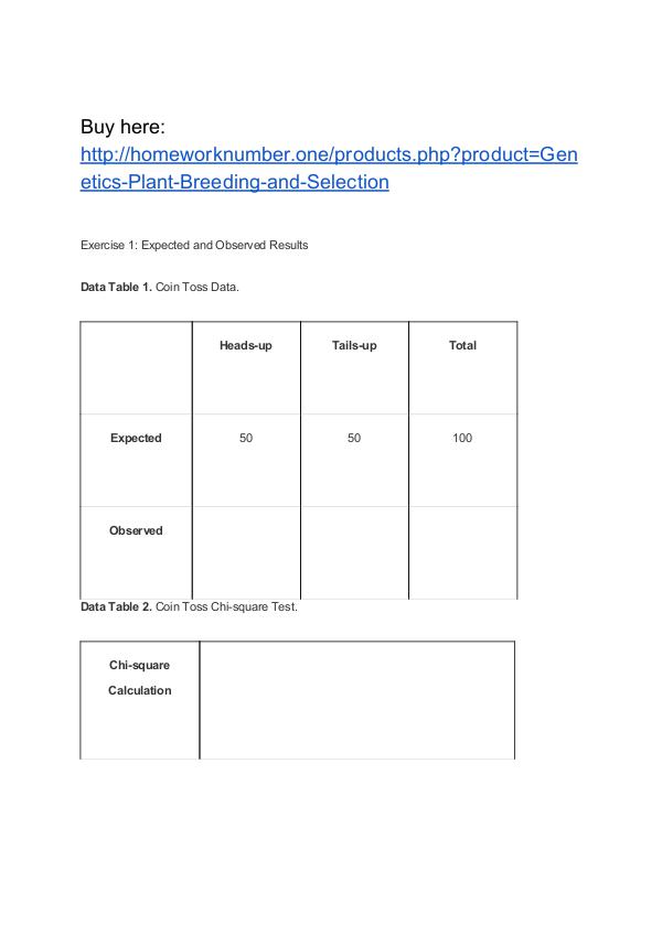 Genetics Plant Breeding and Selection Homework Help