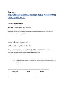 Mitosis and Meiosis Lab