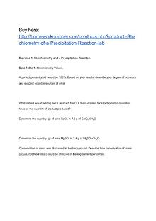 Stoichiometry of a Precipitation Reaction lab