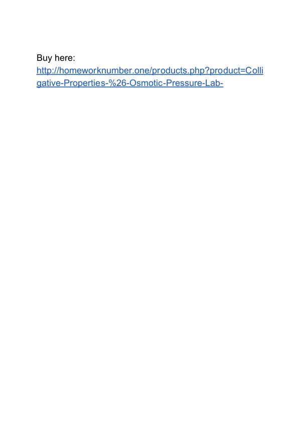 Colligative Properties & Osmotic Pressure Lab Homework Help