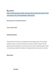 Stoichiometry of a Precipitation Reaction