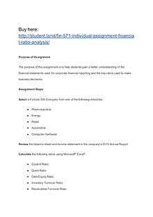 FIN 571 Individual Assignment Financial Ratio Analysis