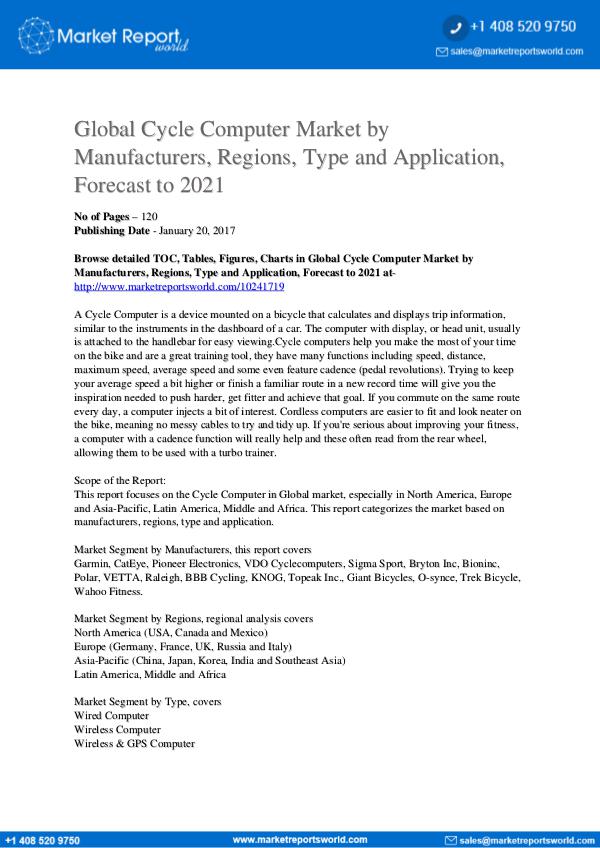 Cycle Computer Market by Manufacturers Regions