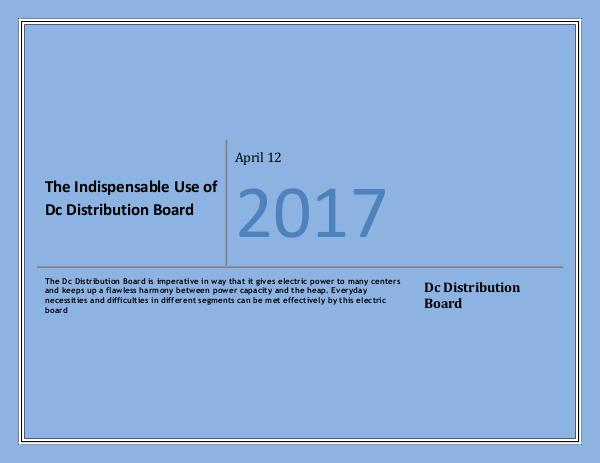 The Indispensable Use of Dc Distribution Board The Indispensable Use of Dc Distribution Board