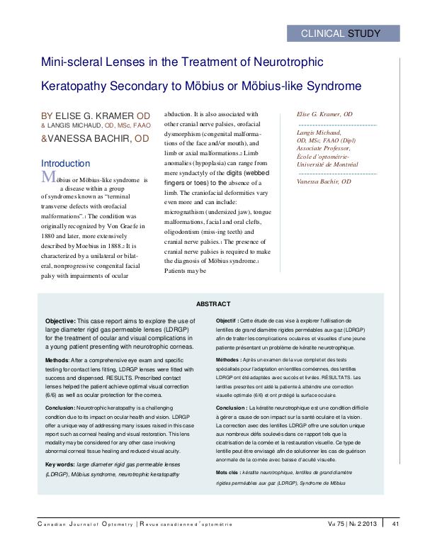 Clinical Study Scleral Lenses in the treatment of Neurotrophic