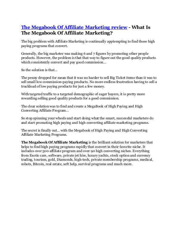 The Megabook Of Affiliate Marketing Review & GIANT