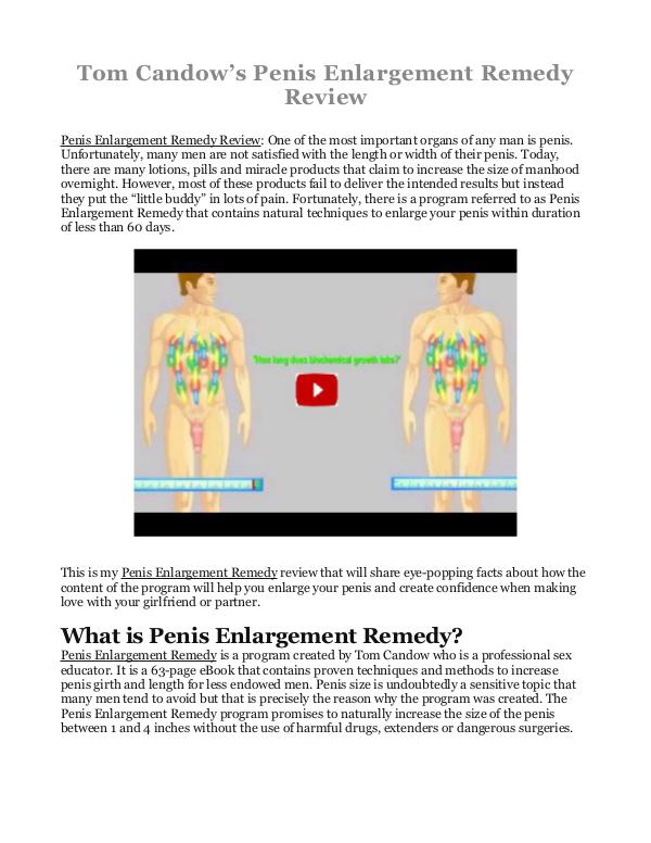 Penis Enlargement Remedy PDF / eBook Is Tom Candow's Book Free Download?