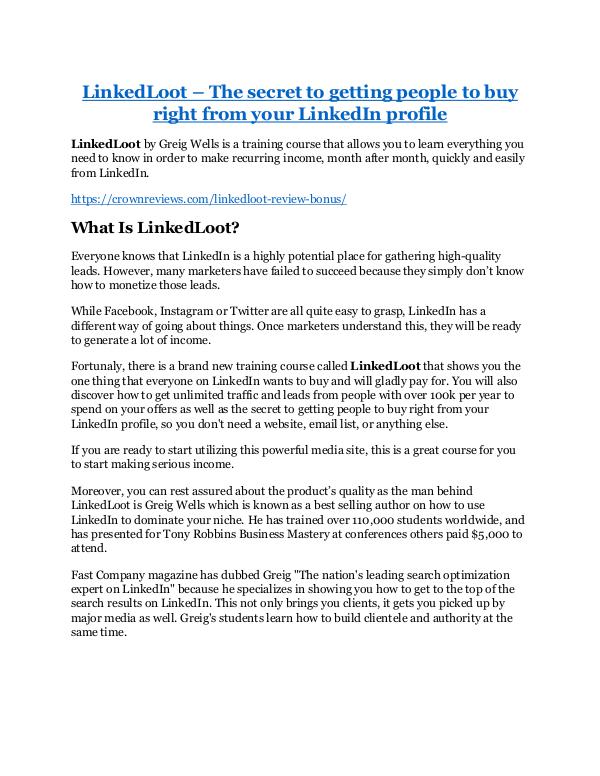 LinkedLoot review - LinkedLoot sneak peek features