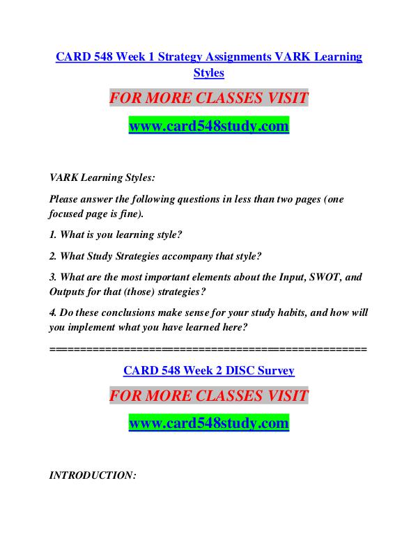 CARD 548 STUDY Learn Do Live /card548study.com CARD 548 STUDY Learn Do Live /card548study.com