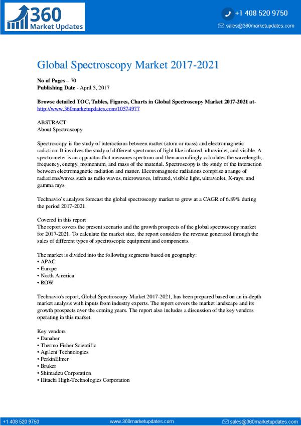 Spectroscopy Market 2017-2021