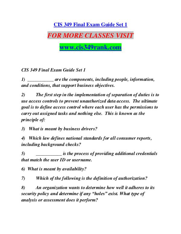 CIS 349 RANK Learn Do Live /cis349rank.com CIS 349 RANK Learn Do Live /cis349rank.com