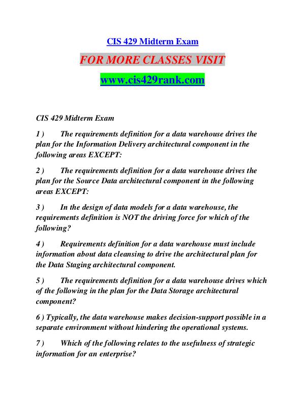 CIS 429 RANK Learn Do Live /cis429rank.com CIS 429 RANK Learn Do Live /cis429rank.com