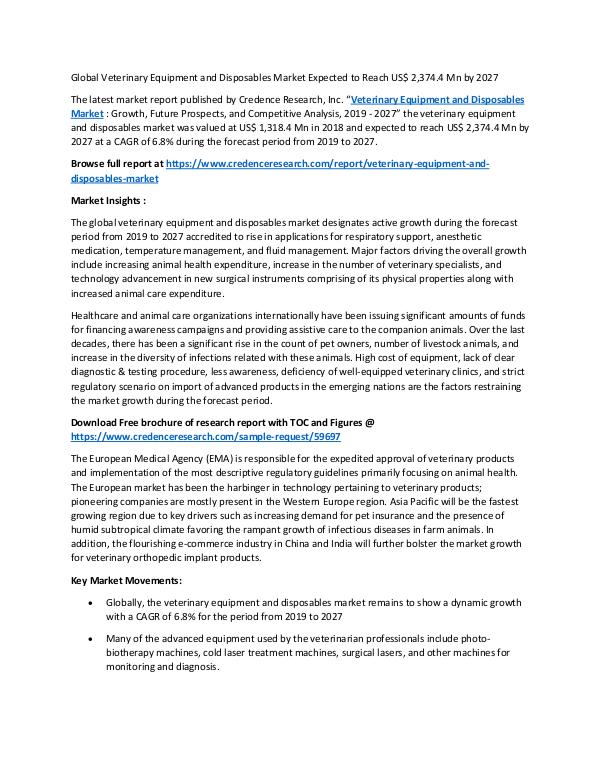 Veterinary Equipment and Disposables Market