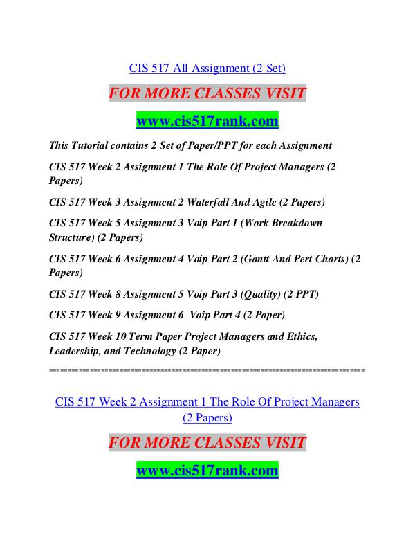 CIS 517 RANK Learn Do Live /cis517rank.com CIS 517 RANK Learn Do Live /cis517rank.com