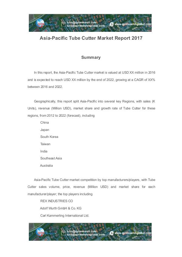 Asia-Pacific Tube Cutter Market Report 2017