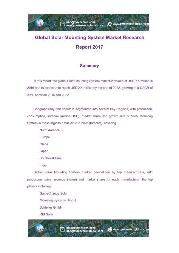 Global Solar Mounting System Market Research Repor