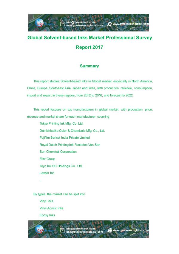 Global Solvent-based Inks Market Professional Surv