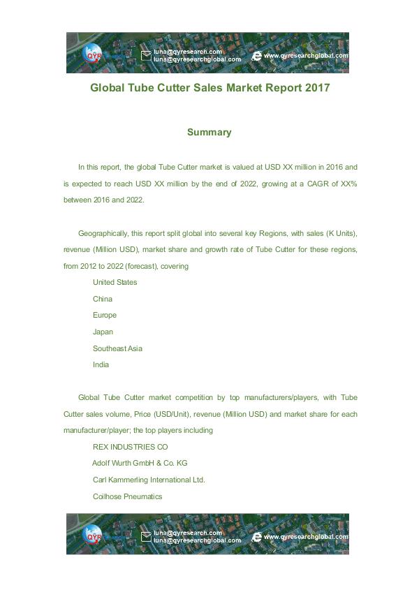 Global Tube Cutter Sales Market Report 2017