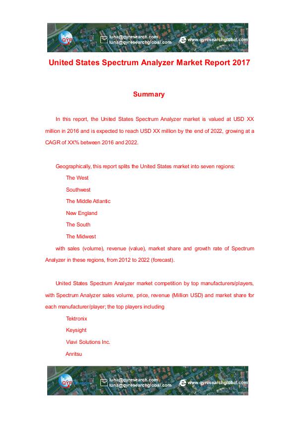 United States Spectrum Analyzer Market Report 2017