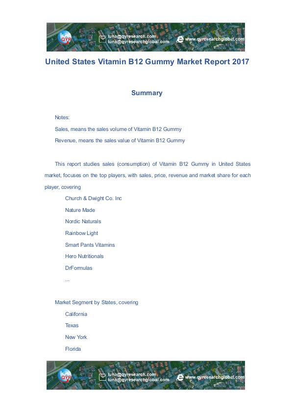 United States Vitamin B12 Gummy Market Report 2017