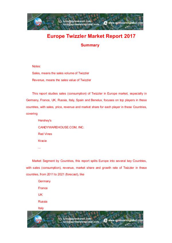 Europe Twizzler Market Report 2017