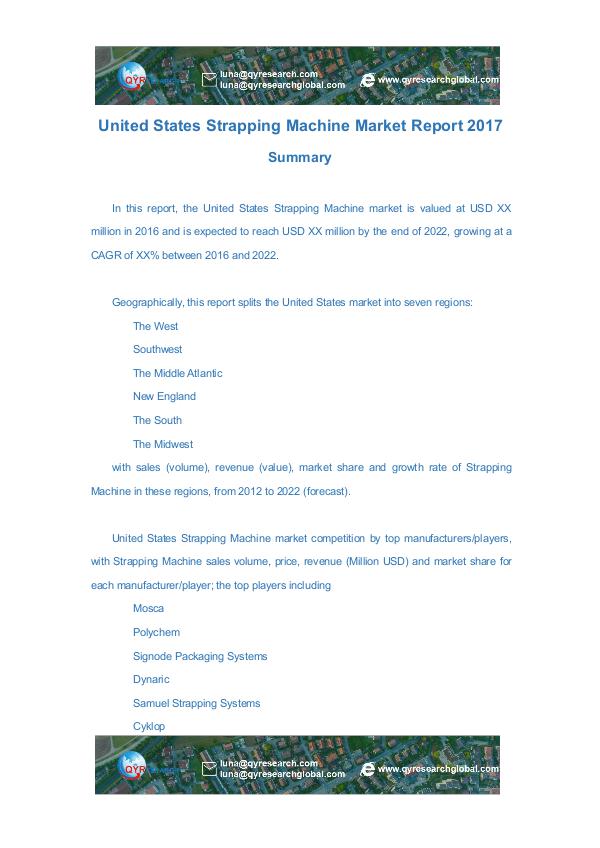 United States Strapping Machine Market Report 2017