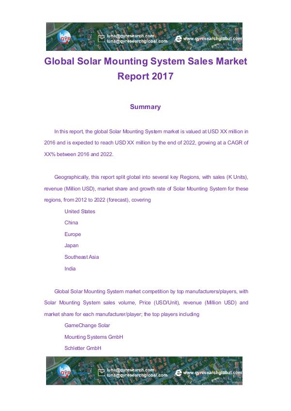 Global Solar Mounting System Sales Market Report 2