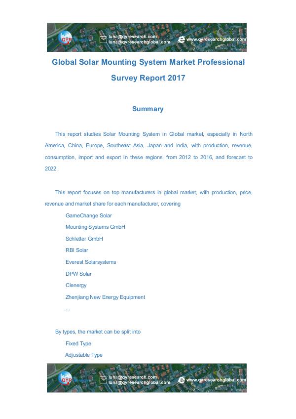 Global Solar Mounting System Market Professional S