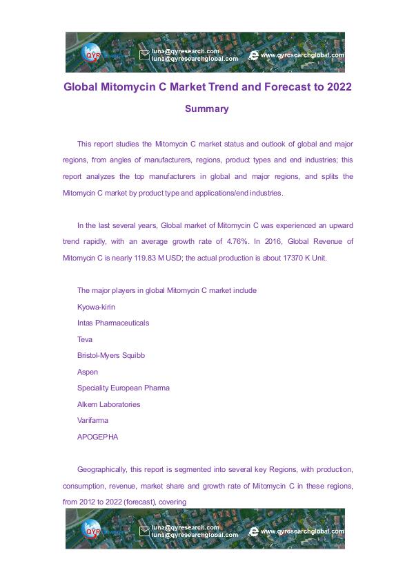 Global Mitomycin C Market Trend and Forecast to 20