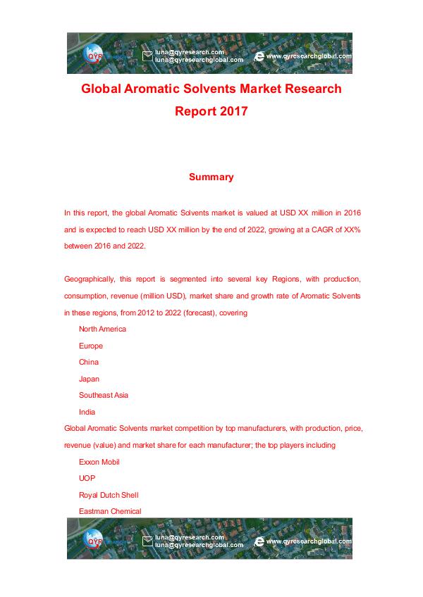 Global Aromatic Solvents Market Research Report 20