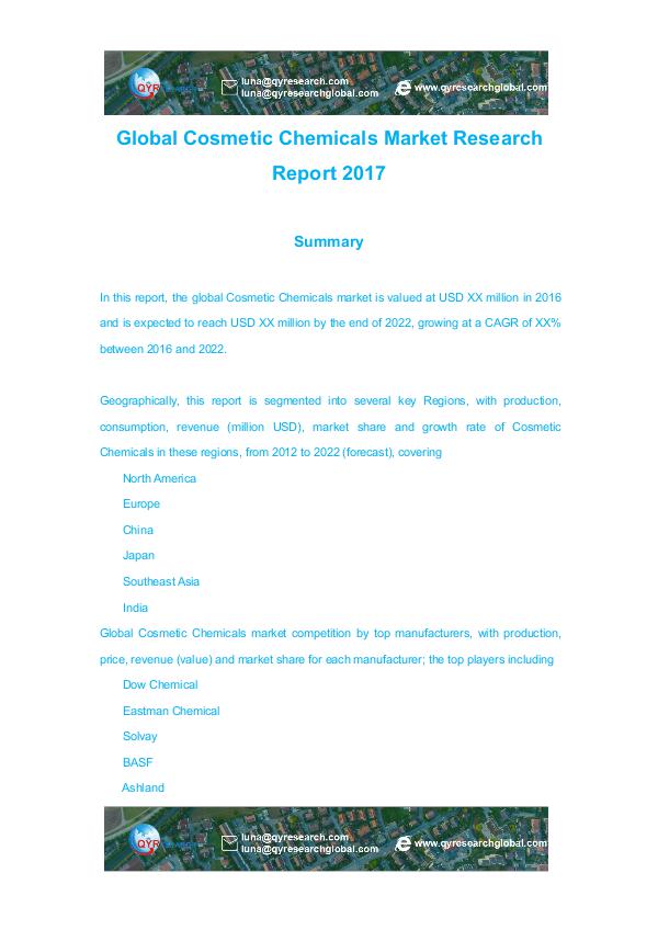 Global Cosmetic Chemicals Market Research Report 2