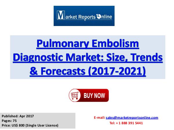 Embolism Diagnostic Market: 2017 Global Industry Trends 2021 Embolism Diagnostic Industry Global Market