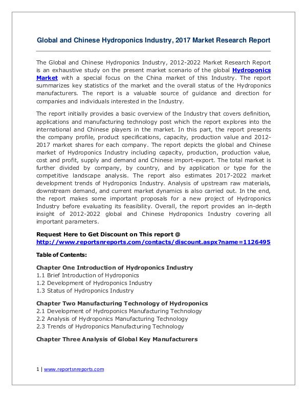 Hydroponics Market Growth Analysis and Forecasts To 2022 Hydroponics Market Global Analysis 2017