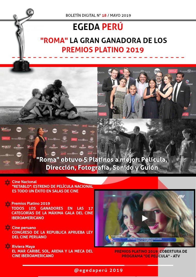 BOLETÍN DIGITAL EGEDA PERÚ N° 18 PREMIOS PLATINO 2019