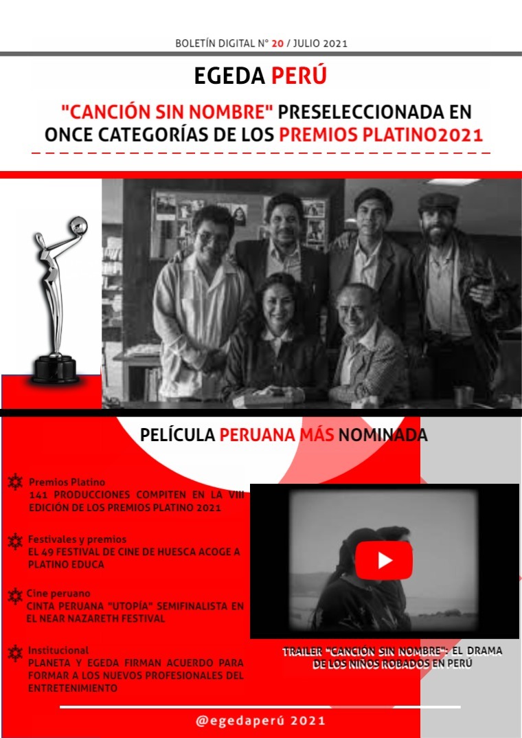 BOLETÍN DIGITAL EGEDA PERÚ N° 20 ESPECIAL VIII PREMIOS PLATINO 2021